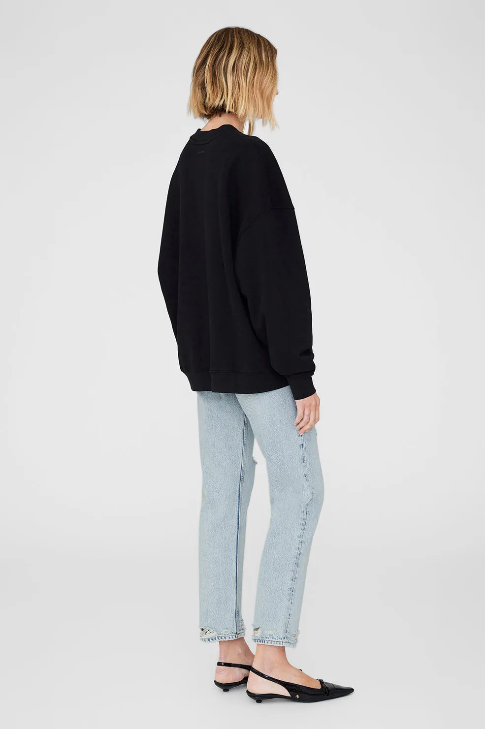 Miles Oversized Sweatshirt Letterman - Black -ANINE BING