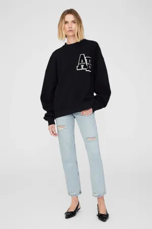 MILES OVERSIZED SWEATSHIRT LETTERMAN - BLACK  - ANINE BING