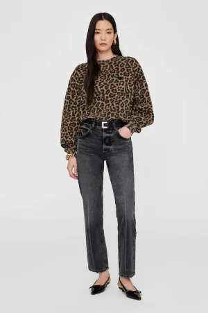 MILES SWEATSHIRT - BLACK AND BROWN LEOPARD - ANINE BING