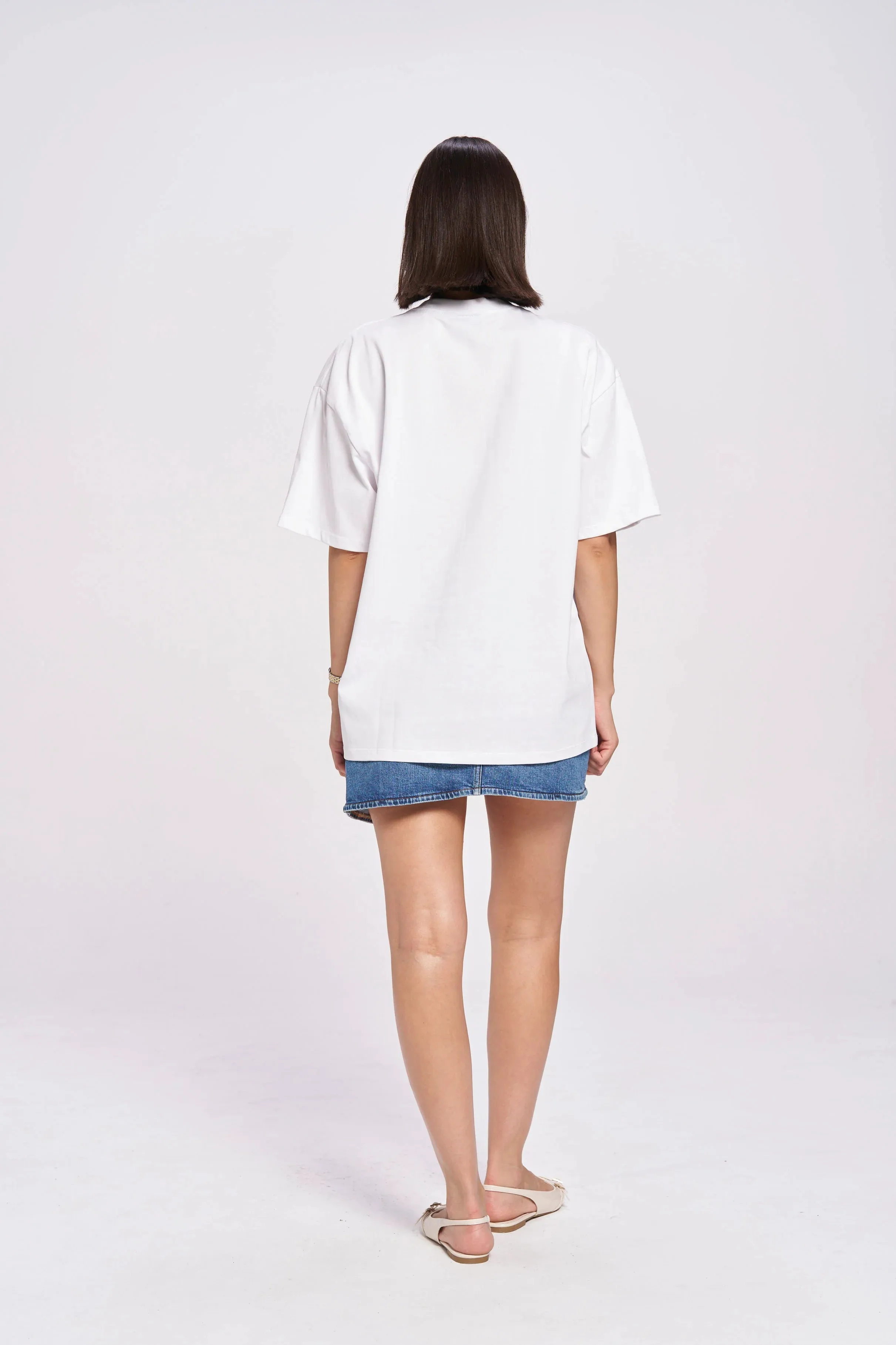 NEW YORK BURGUNDY FLEUR OVERSIZE TEE - LUCENT WHITE - MAKU