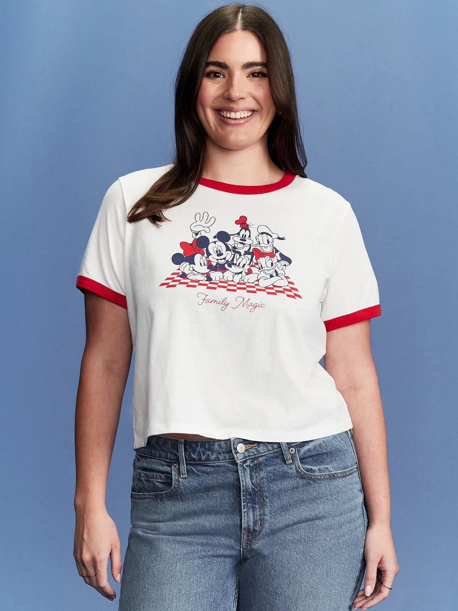 Old Navy x Disney Graphic Cropped Ringer T-Shirt