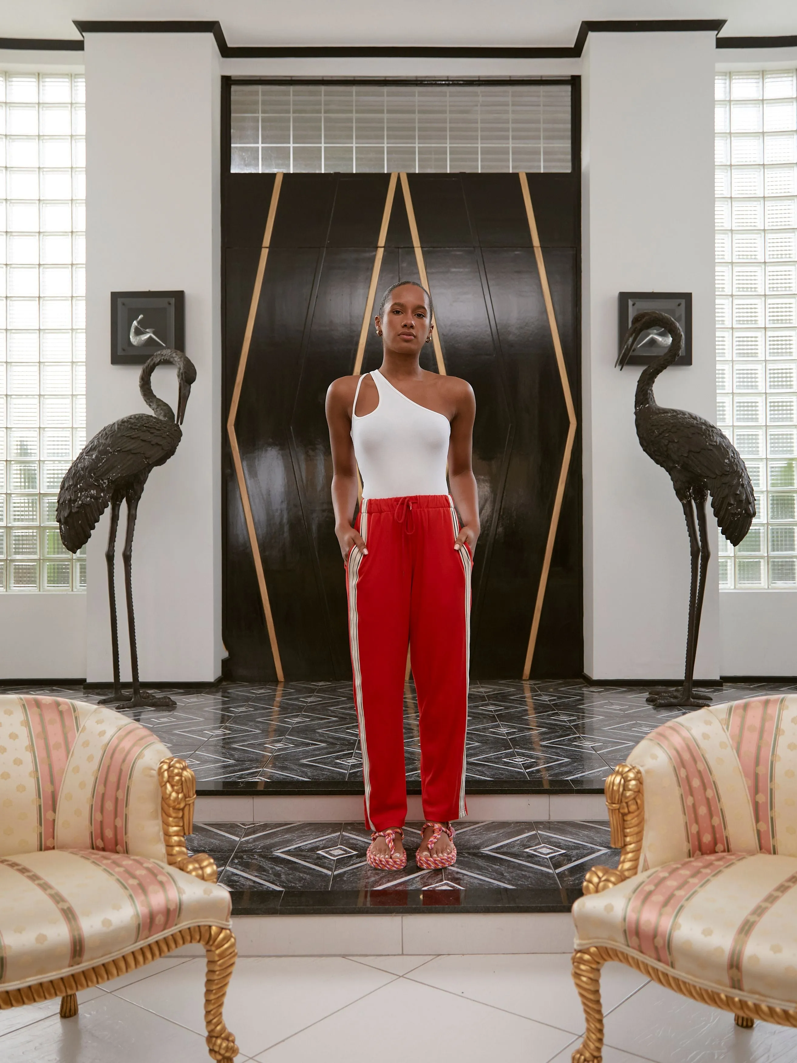 2025 FASHION TRENDS FOR WOMEN PANAREA TRACKPANT - RED - JASMINE ALEXA