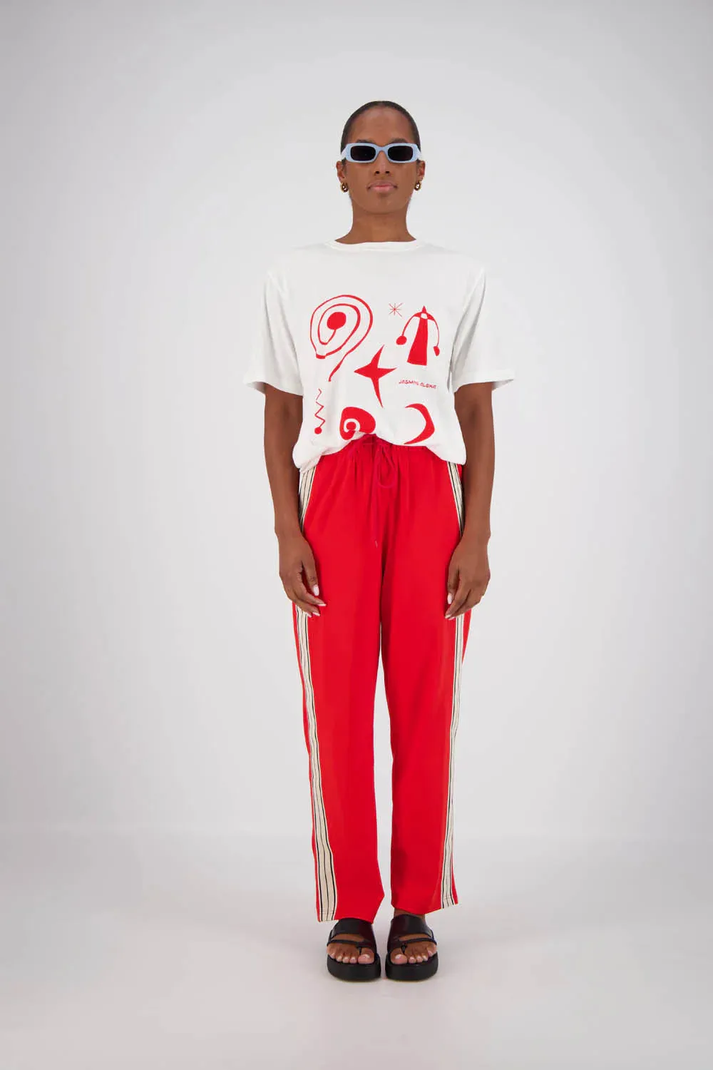 2025 FASHION TRENDS FOR WOMEN PANAREA TRACKPANT - RED - JASMINE ALEXA