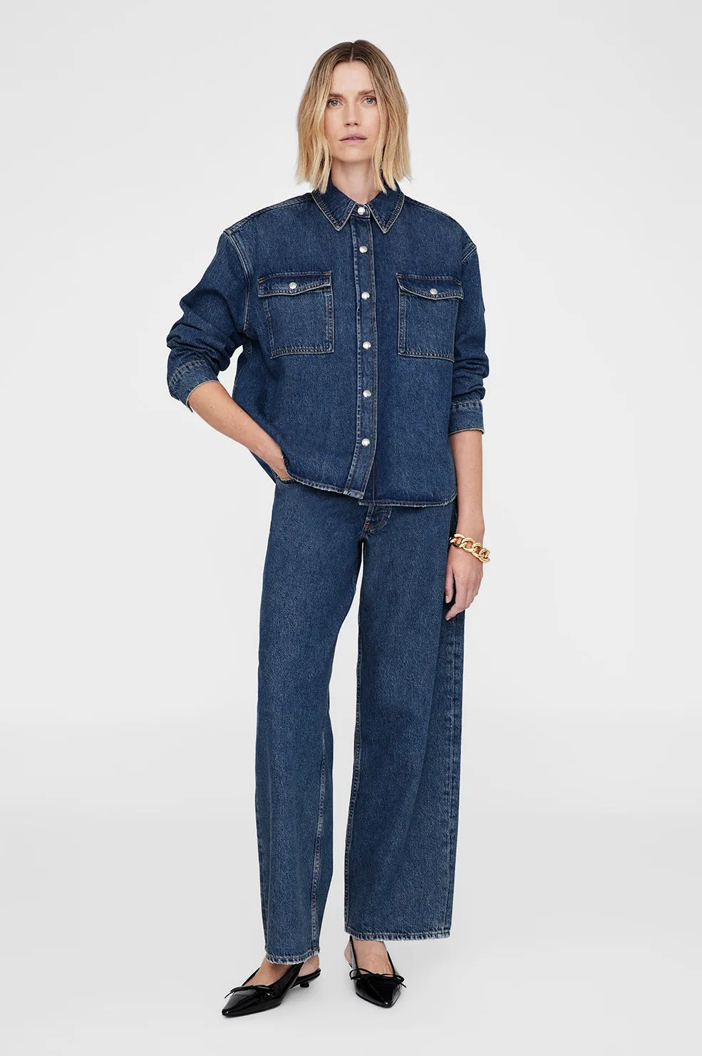 2025 Fashion Trends Paxton Shirt - Sea Blue -ANINE BING