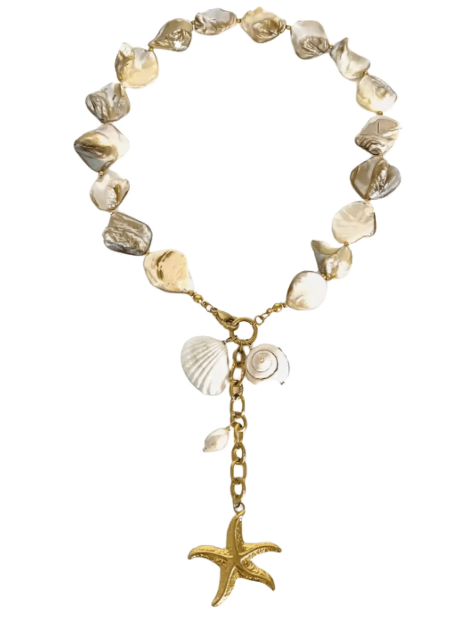 PRE-ORDER-St. Barths La Robe Mother of Pearl Charm Lariat Necklace