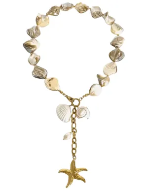 PRE-ORDER-St. Barths La Robe Mother of Pearl Charm Lariat Necklace