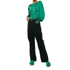 Premium Quality Fosi Pleated Waistband Satin Top  Today Only!