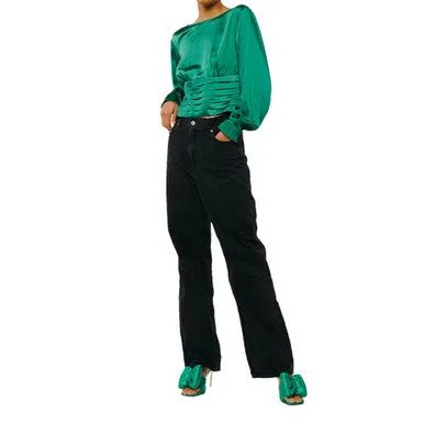 Premium Quality Fosi Pleated Waistband Satin Top  Today Only!