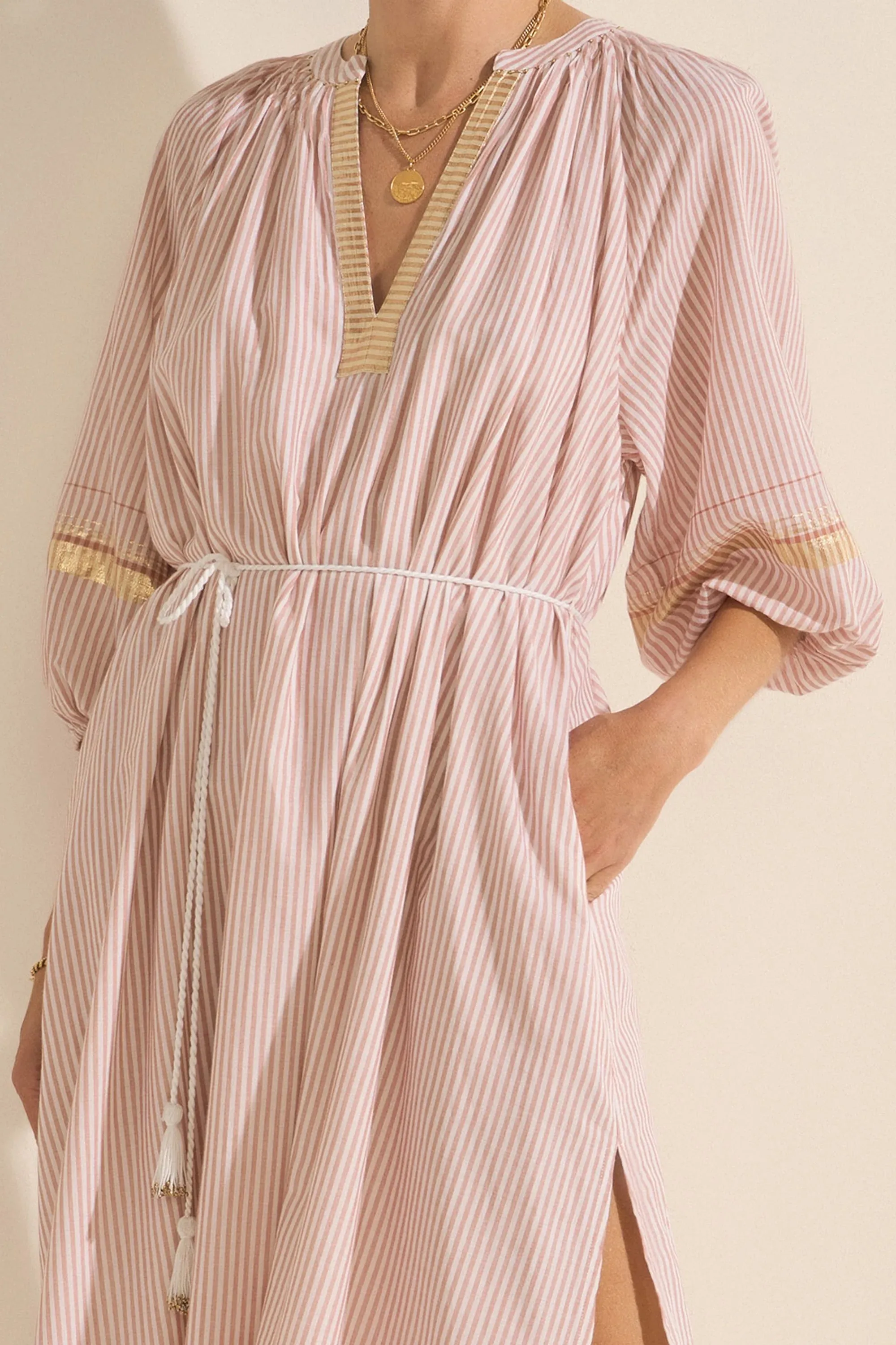 PRIAM ITHAKI STRIPE VOILE CAFTAN - ILIO NEMA