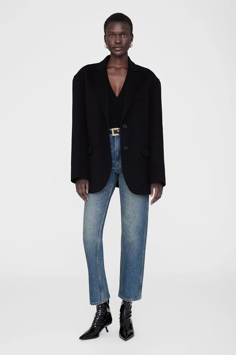 Quinn Blazer - Black Cashmere Blend -ANINE BING