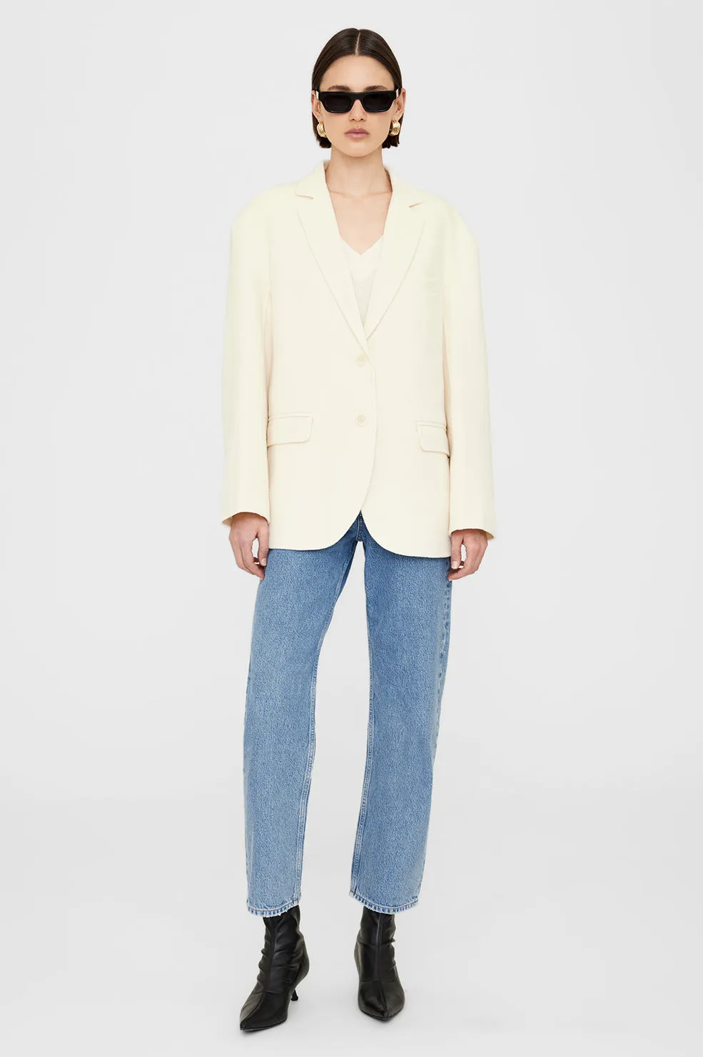 Quinn Blazer - White Cashmere Blend -ANINE BING