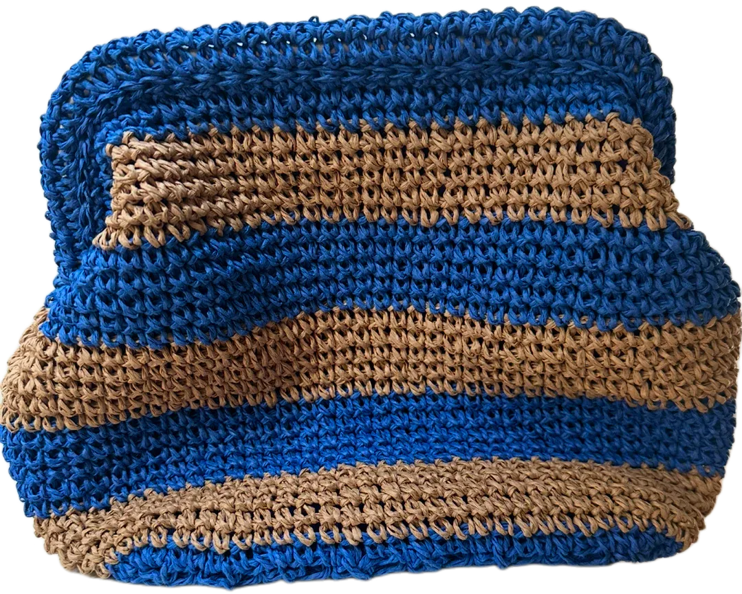 RAFFIA HANDWOVEN CLUTCH BAG-  TAN/AZURE - CIE CIE