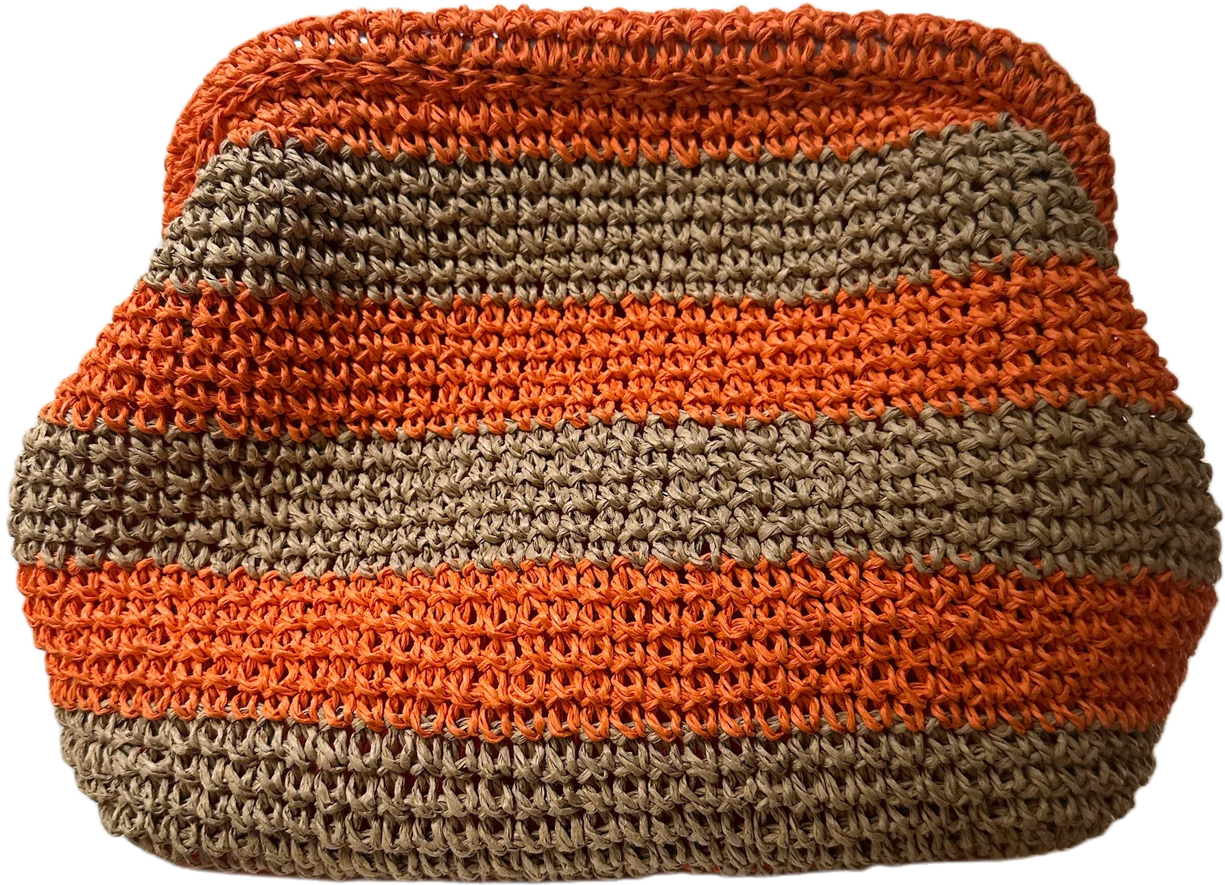 RAFFIA HANDWOVEN CLUTCH BAG -  TAN/ORANGE - CIE CIE