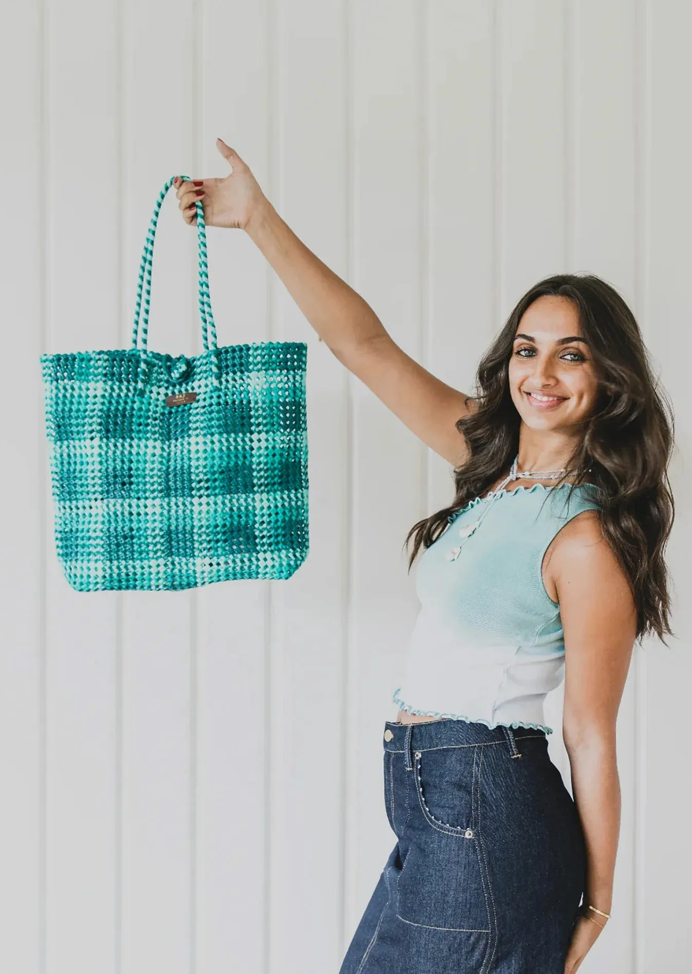 RECYCLED PLASTIC BASKET - GREEN - SAY THE LABEL