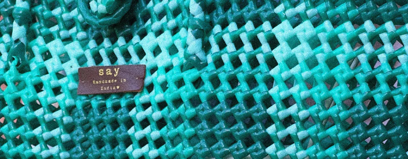 RECYCLED PLASTIC BASKET - GREEN - SAY THE LABEL