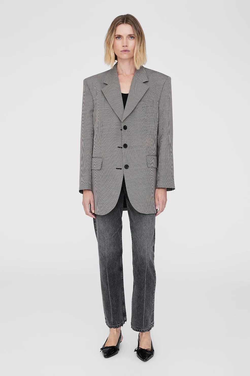 2025 Fashion Trends Sara Blazer - Black And White Mini Houndstooth -ANINE BING