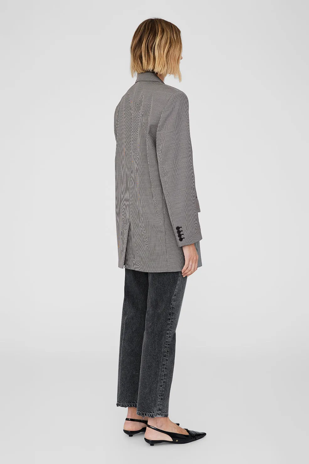 2025 Fashion Trends Sara Blazer - Black And White Mini Houndstooth -ANINE BING