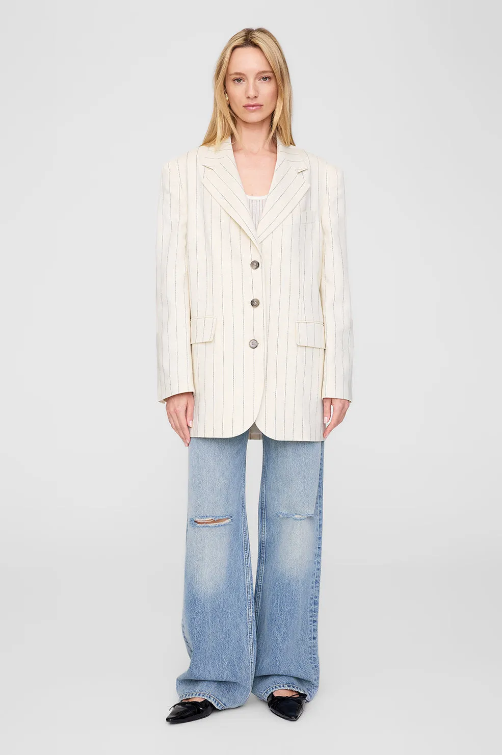 2025 Fashion Trends Sara Blazer - Cream And Black Stripe -ANINE BING