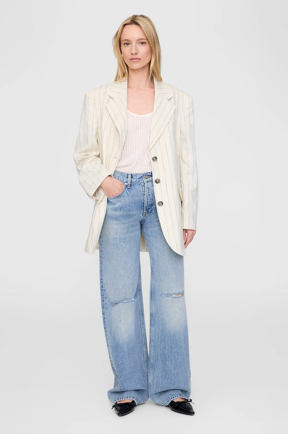 2025 Fashion Trends Sara Blazer - Cream And Black Stripe -ANINE BING