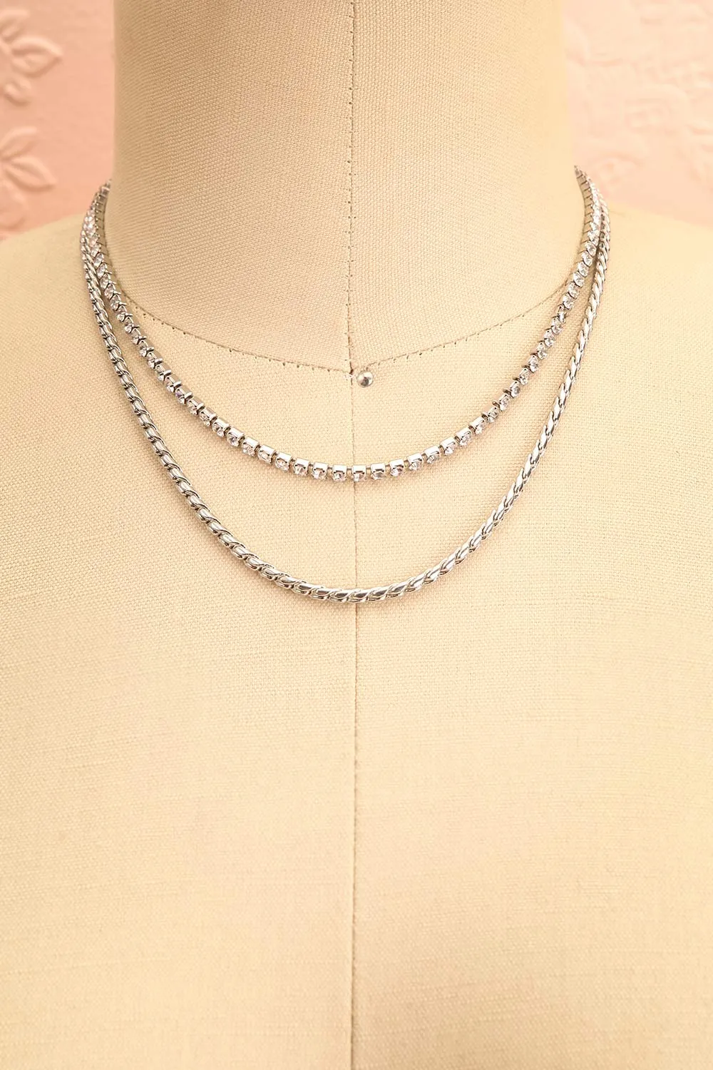 Serpens Silver | Layered Necklace w/ Crystals