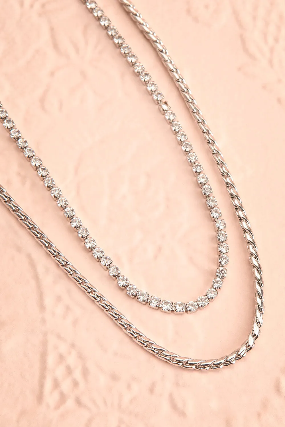 Serpens Silver | Layered Necklace w/ Crystals