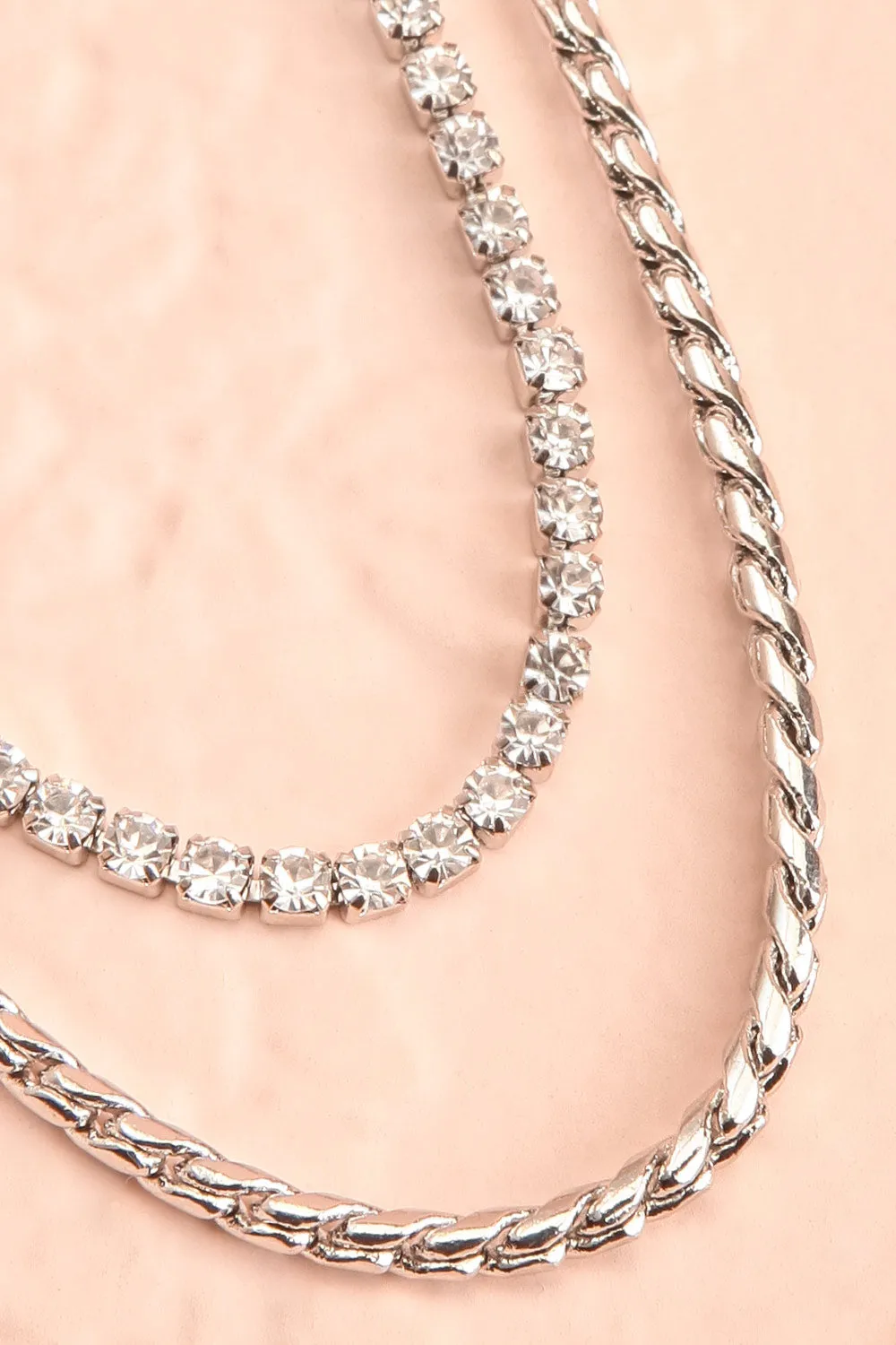Serpens Silver | Layered Necklace w/ Crystals