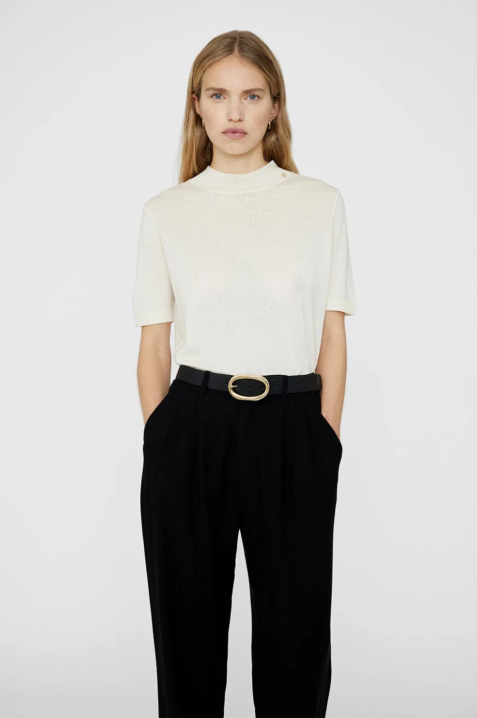 Signature Link Belt - Black With Gold -ANINE BING