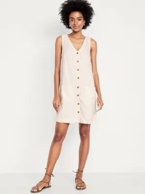 Sleeveless Button-Front Mini Dress