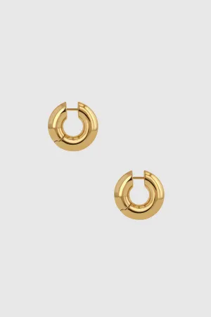 Small Bold Link Hoops - Gold -ANINE BING