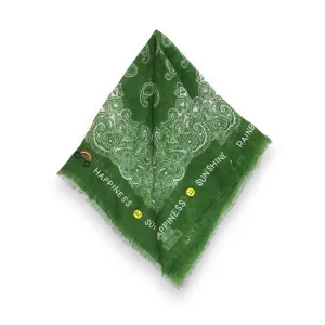 SMALL LINEN PAISLEY SCARF GREEN 50X50