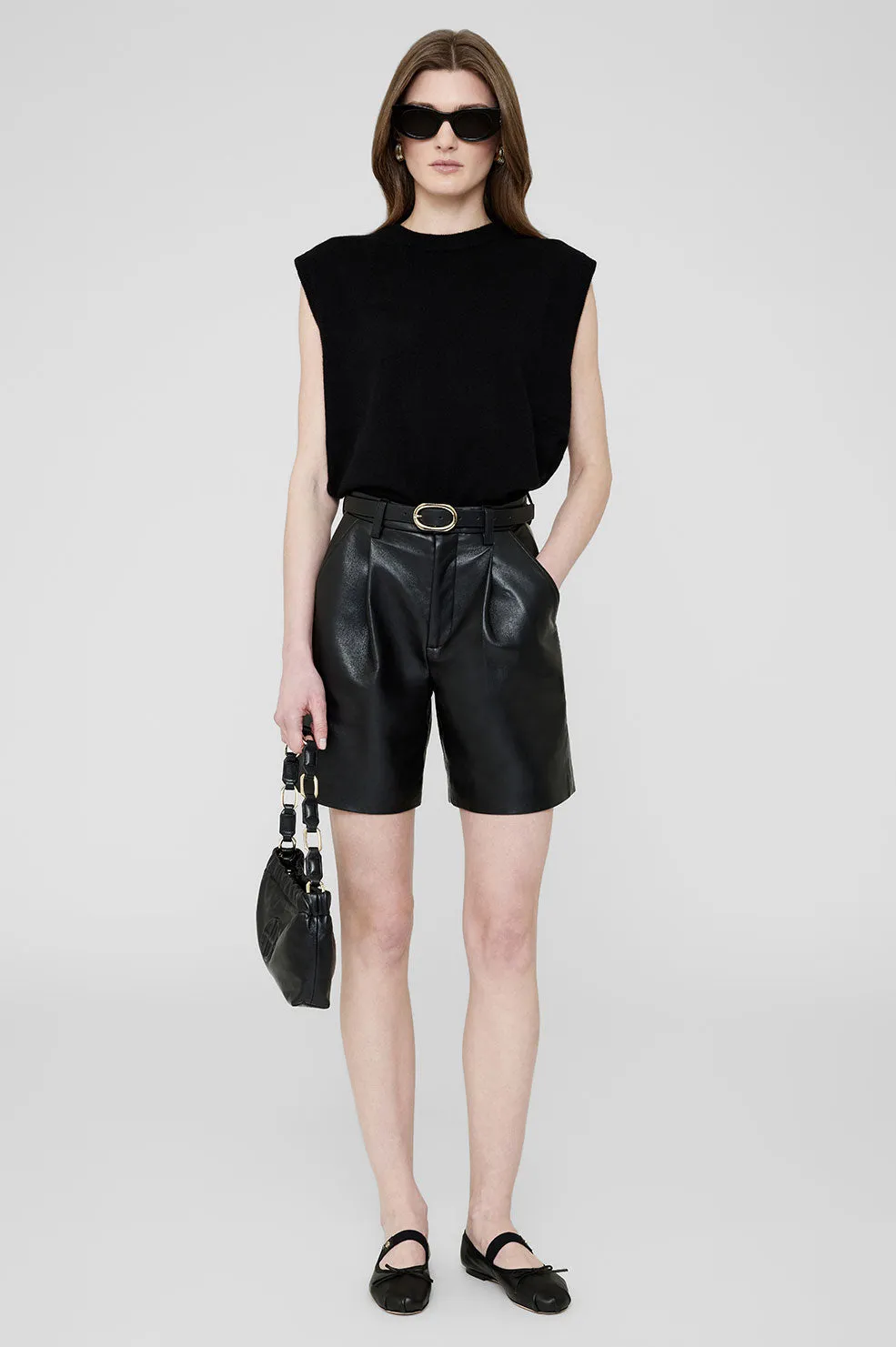 Small Signature Link Belt - Black With Gold -ANINE BING