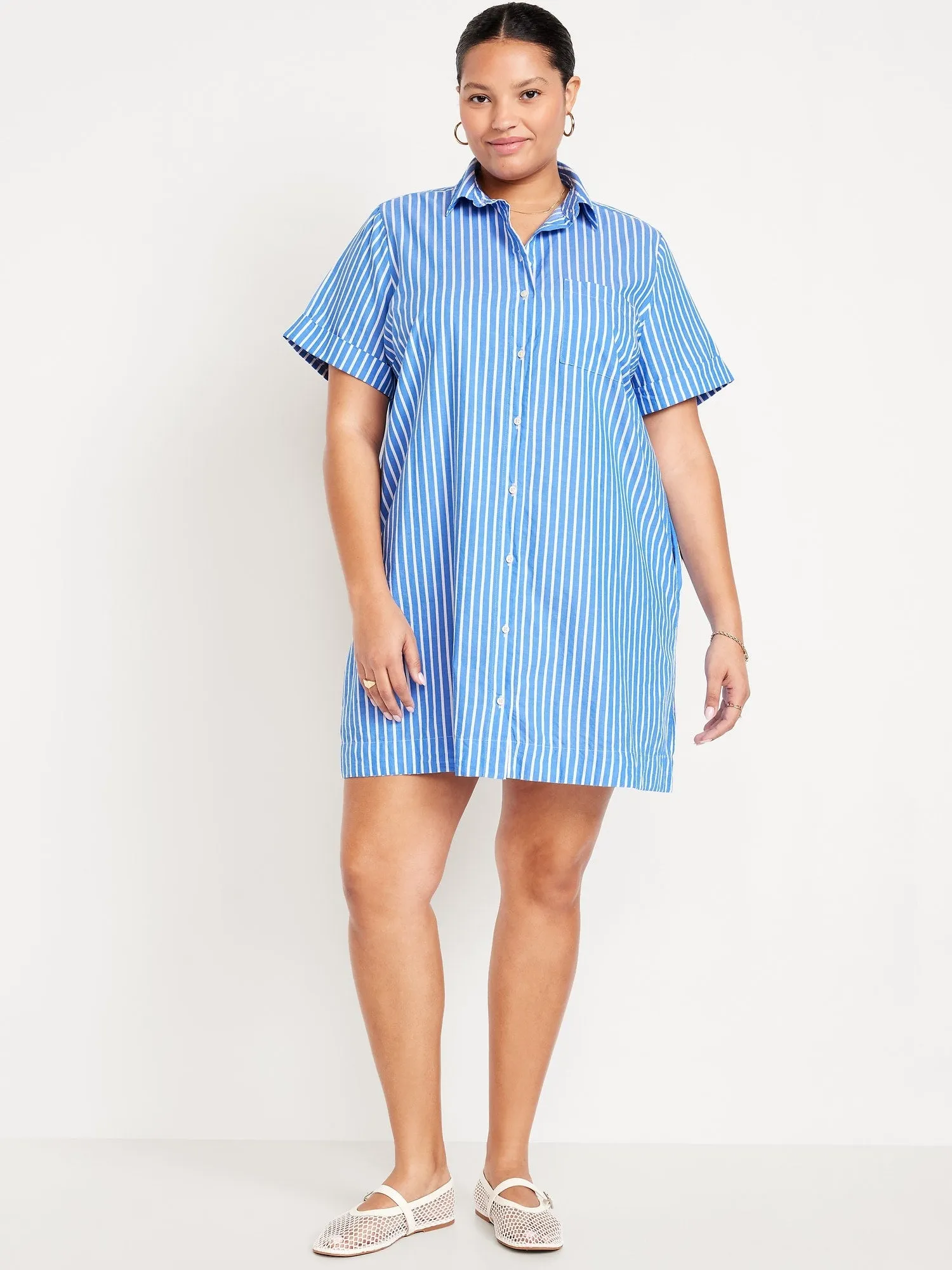 Striped Mini Shirt Dress