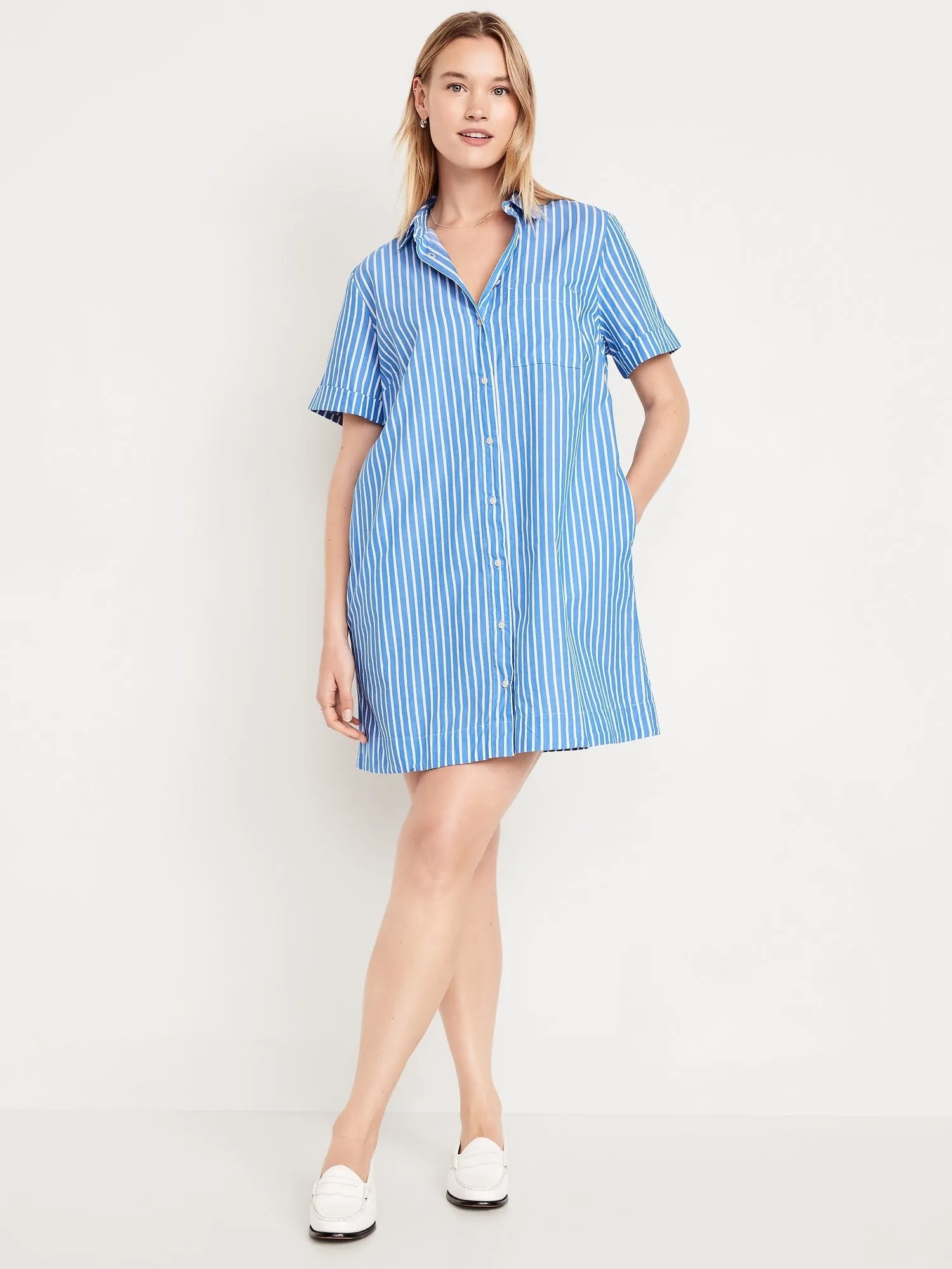 Striped Mini Shirt Dress