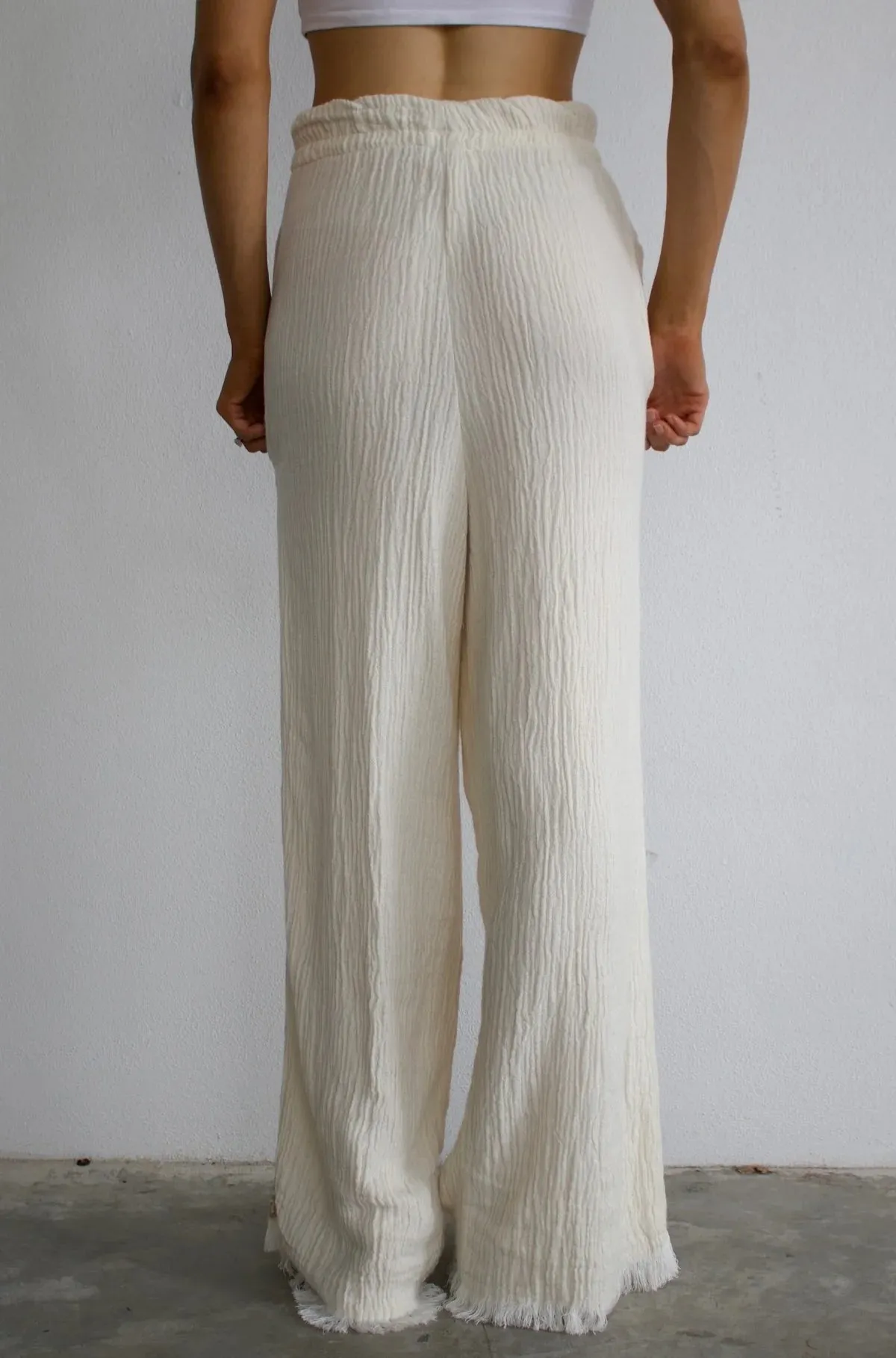 SURF PANT - NATURAL WITH NAVY HAND PRESSED DESIGN - CIE CIE