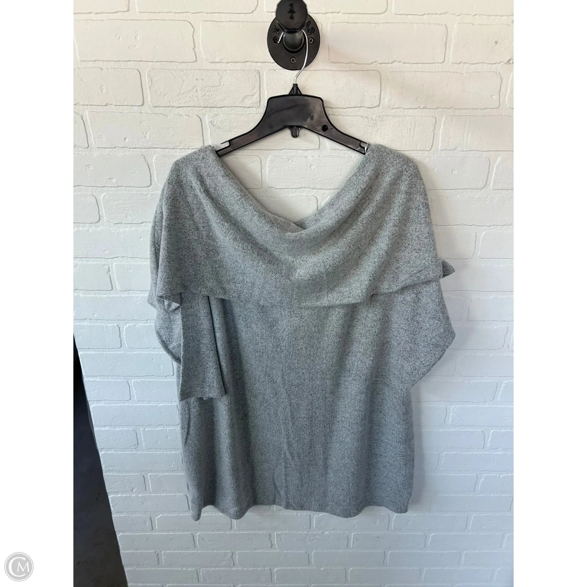 Top 3/4 Sleeve Basic By Boutique   In Grey, Size: 3x