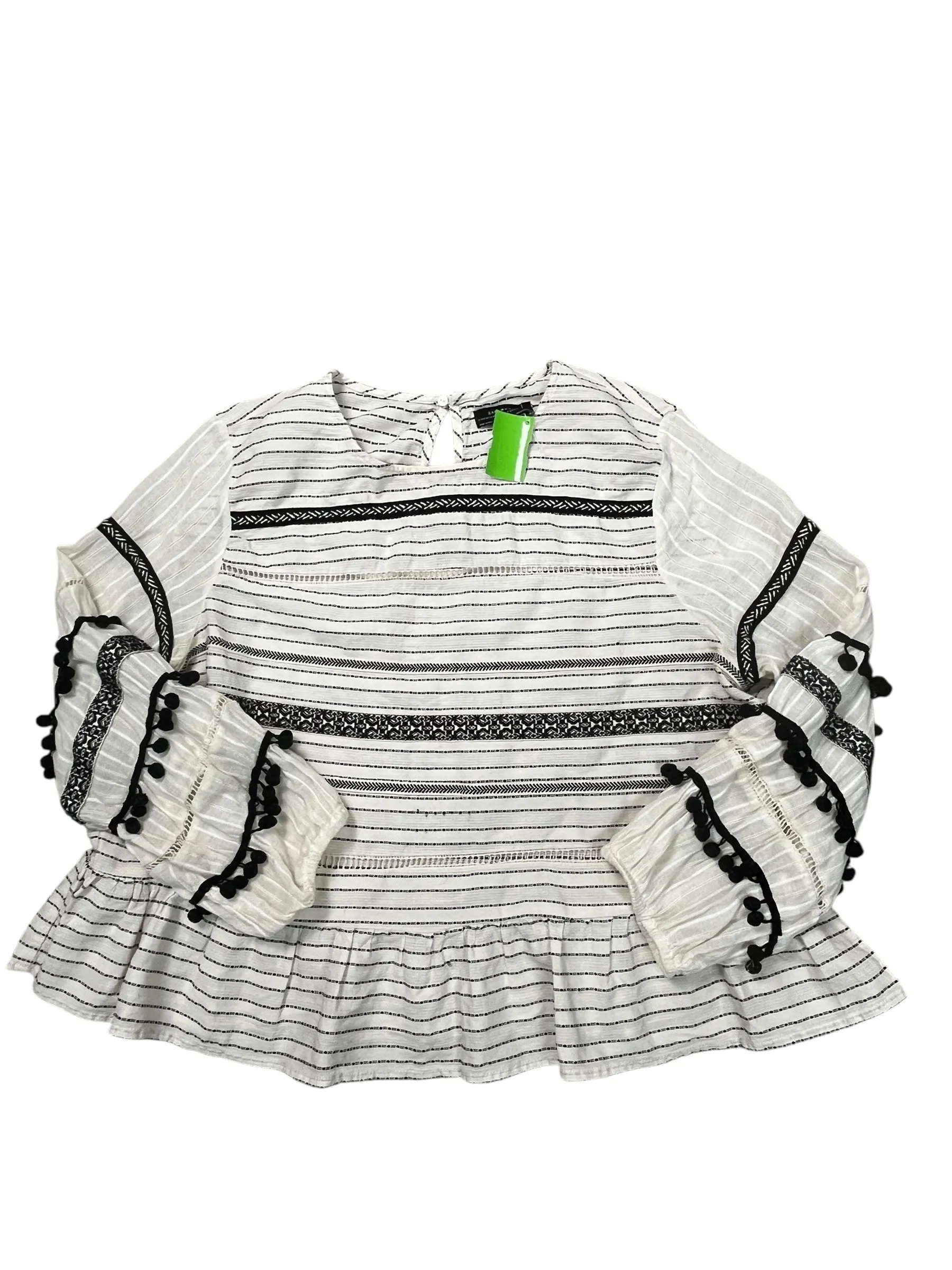 Top 3/4 Sleeve Basic By Zara In Cream, Size:Xl