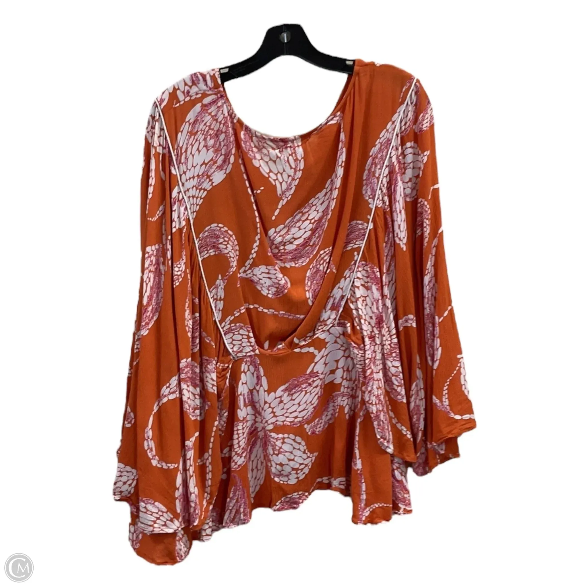 Top 3/4 Sleeve By Maurices In Orange & White, Size: 1x