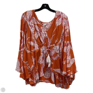 Top 3/4 Sleeve By Maurices In Orange & White, Size: 1x