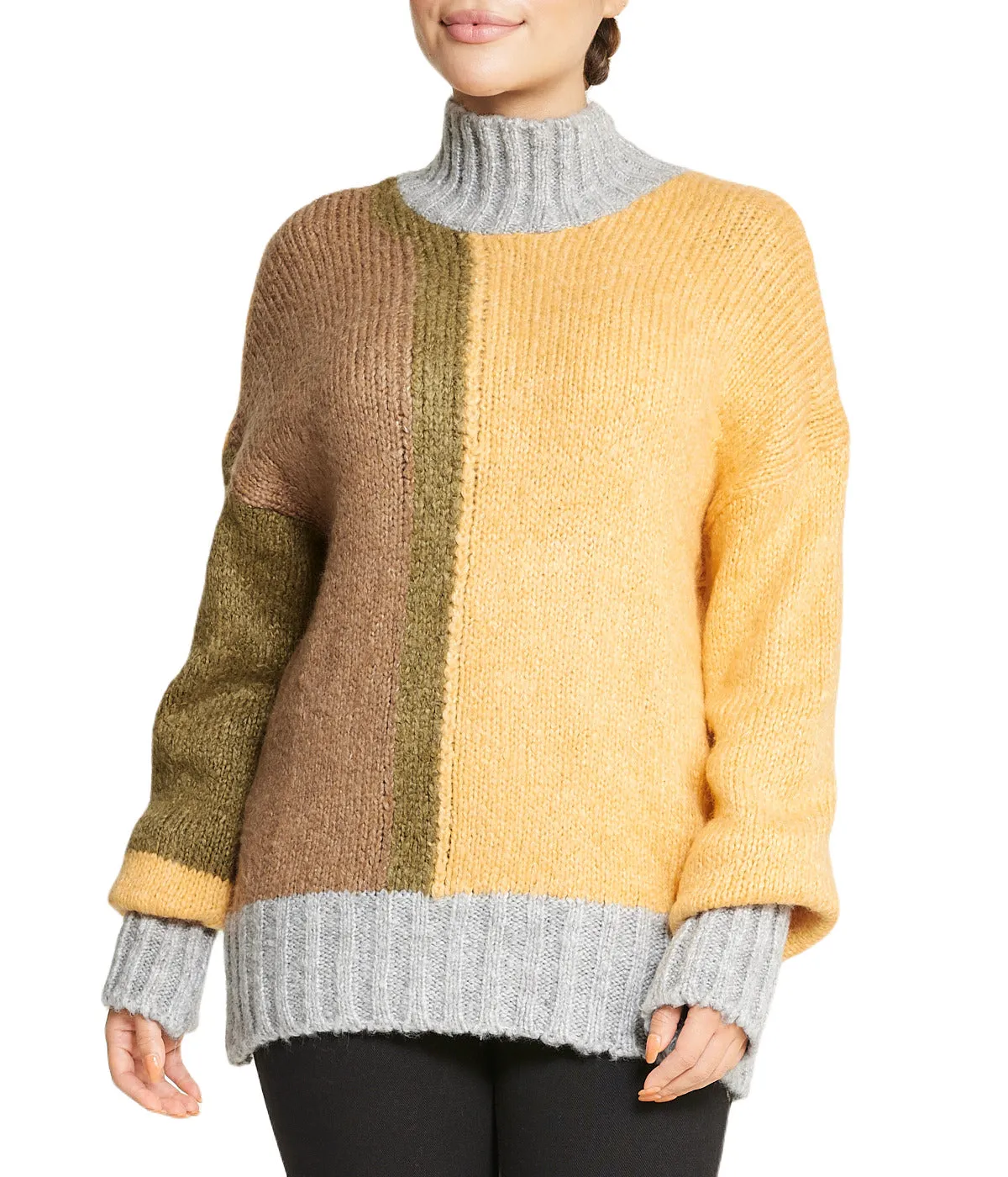 Top Rated Color Block Tunic Sweater  Limited Stock!
