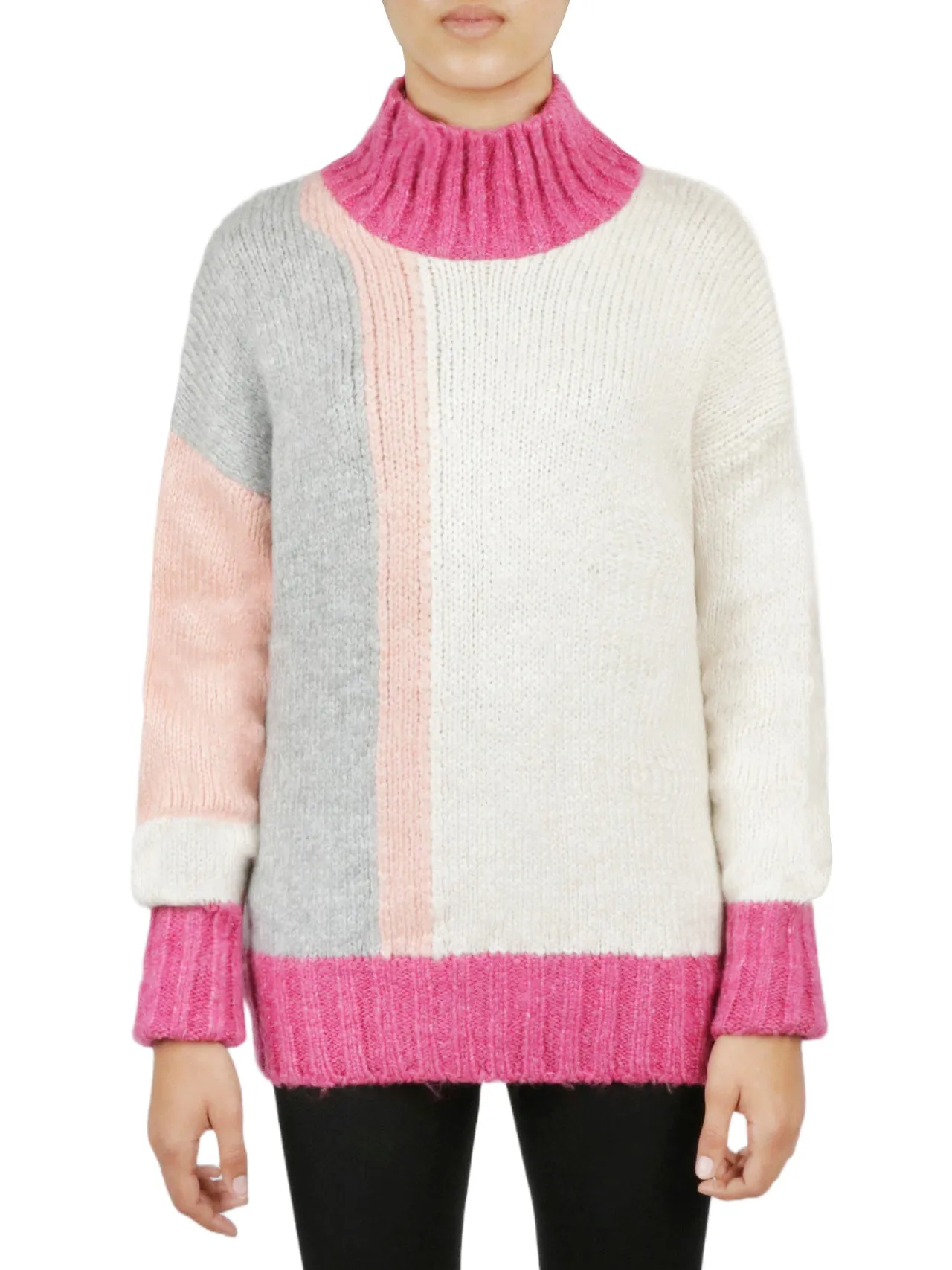 Top Rated Color Block Tunic Sweater  Limited Stock!