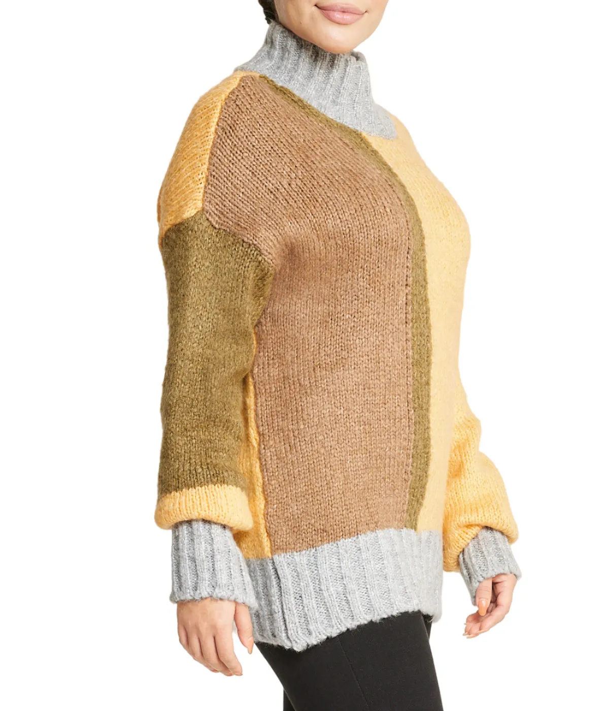 Top Rated Color Block Tunic Sweater  Limited Stock!