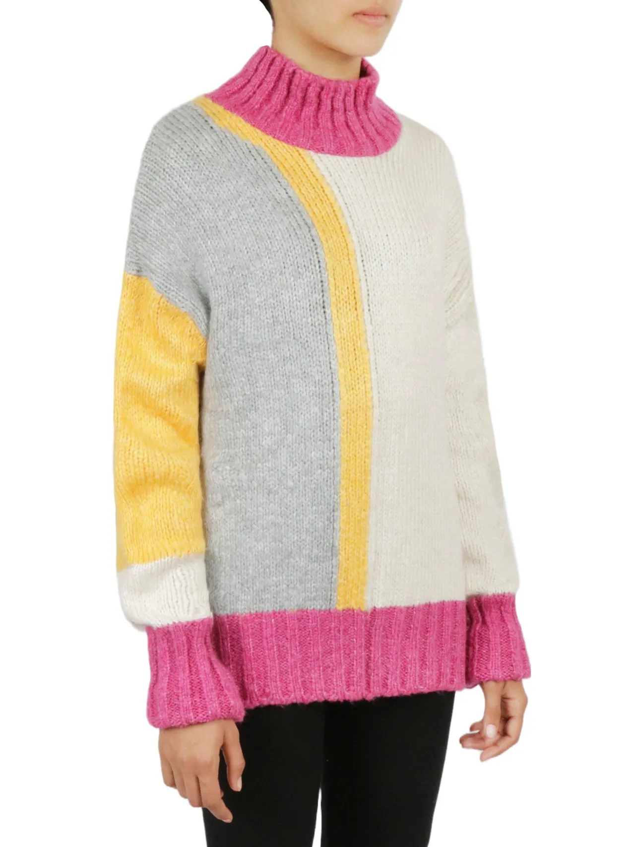 Top Rated Color Block Tunic Sweater  Limited Stock!