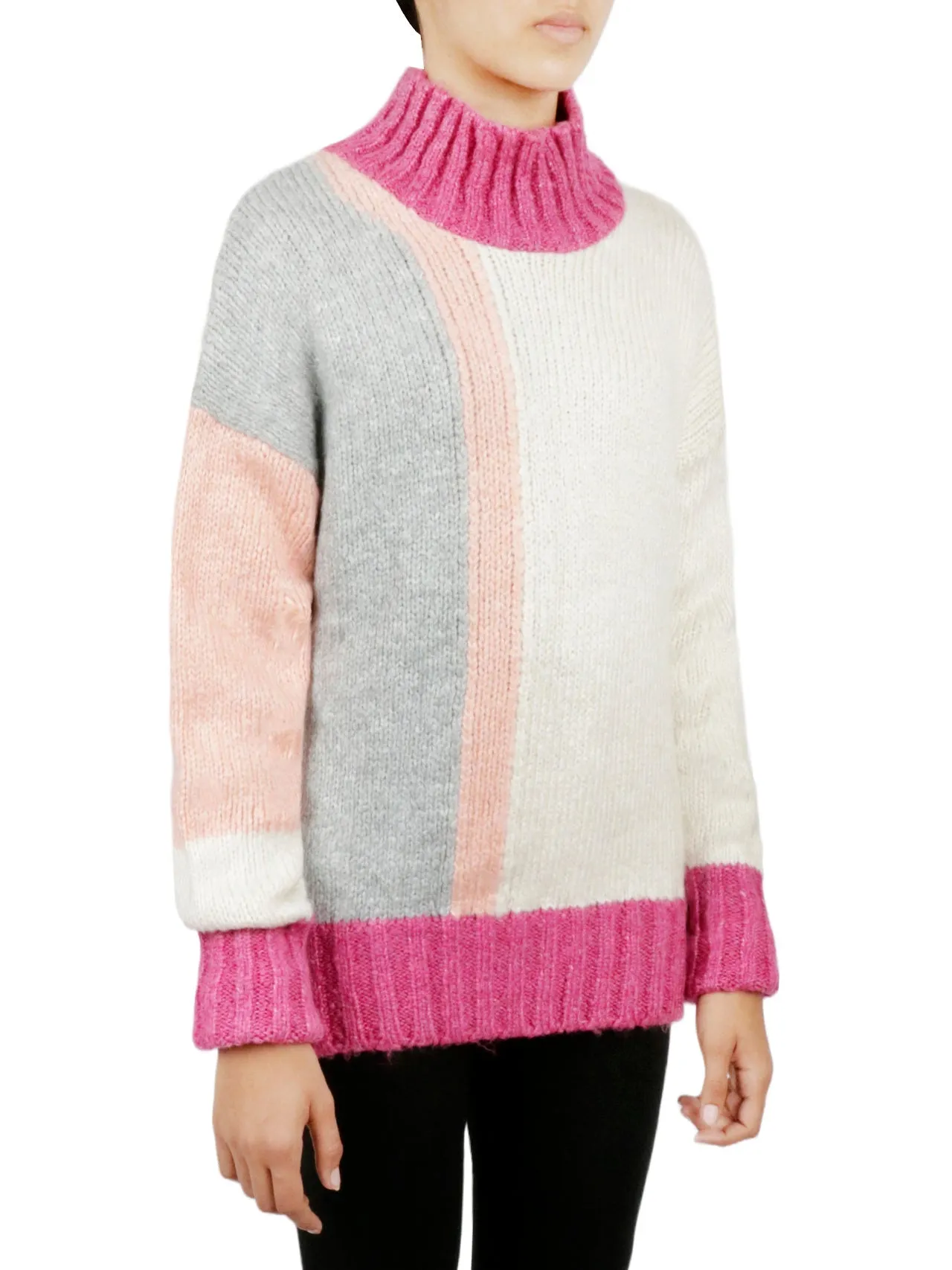 Top Rated Color Block Tunic Sweater  Limited Stock!