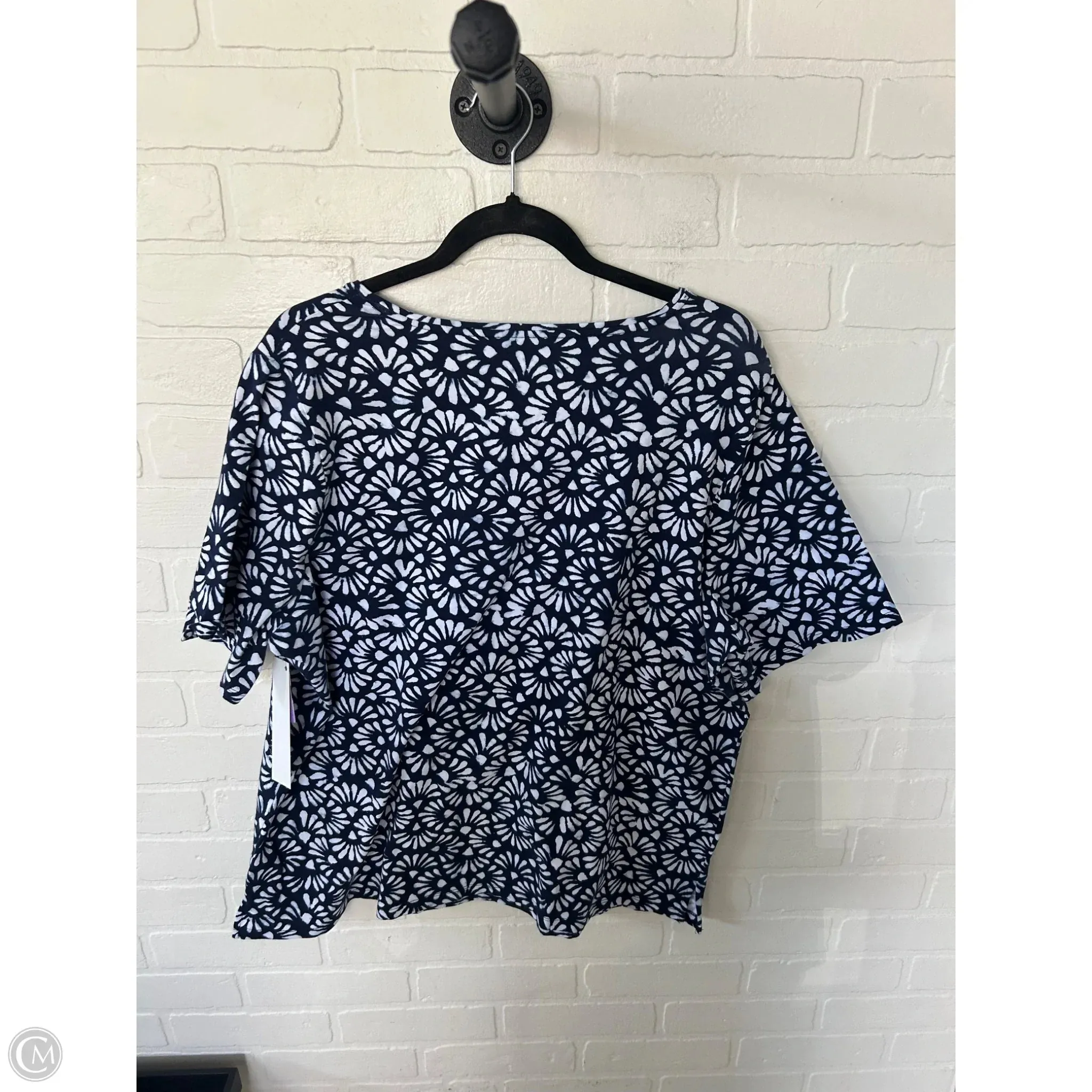 Top Short Sleeve By Talbots In Blue & White, Size: 2x