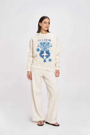 TSUNAMI MAIDEN FLEECE CREW - SOFT BUTTER - MAKU