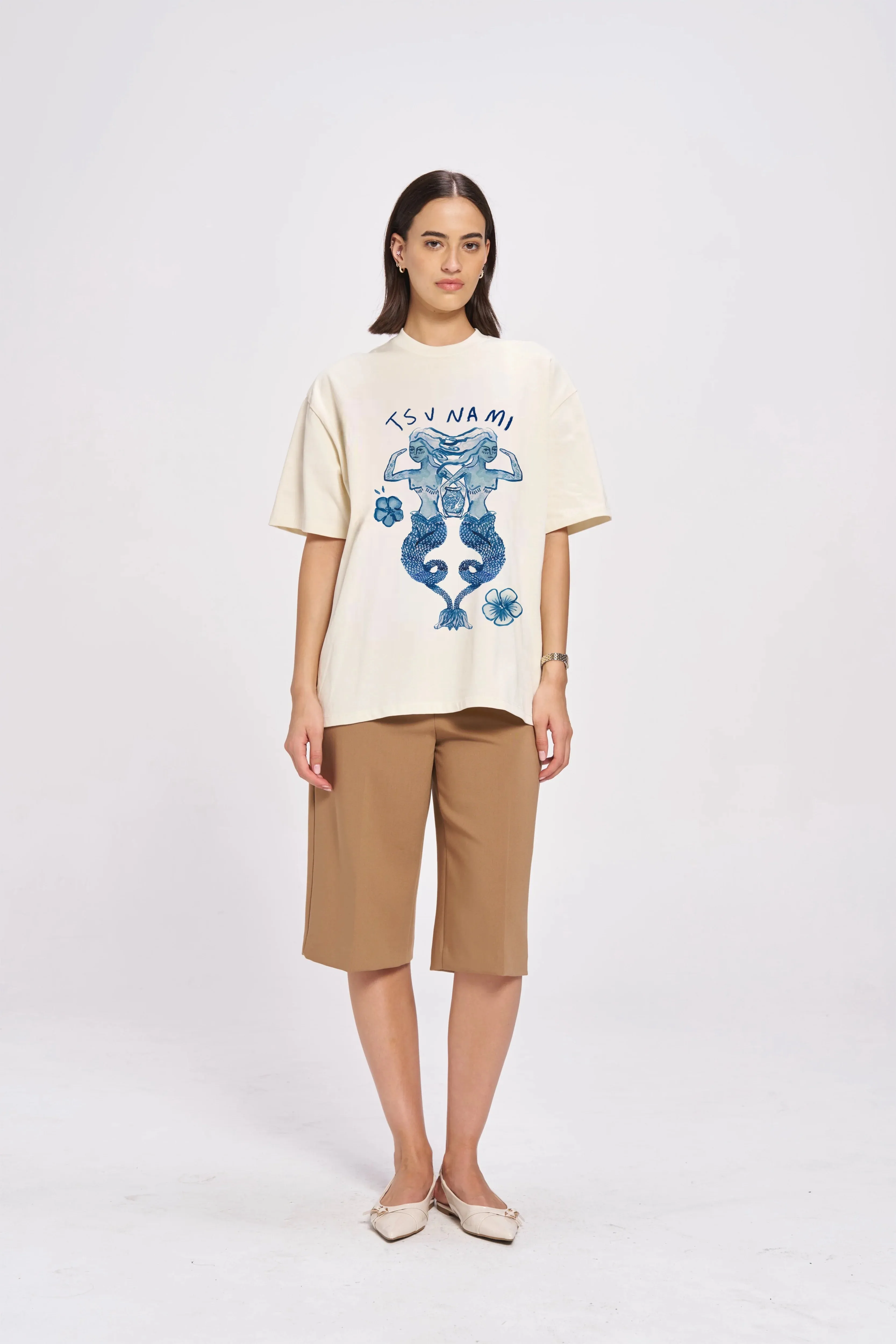 TSUNAMI MAIDEN OVERSIZE TEE - IVORY - MAKU