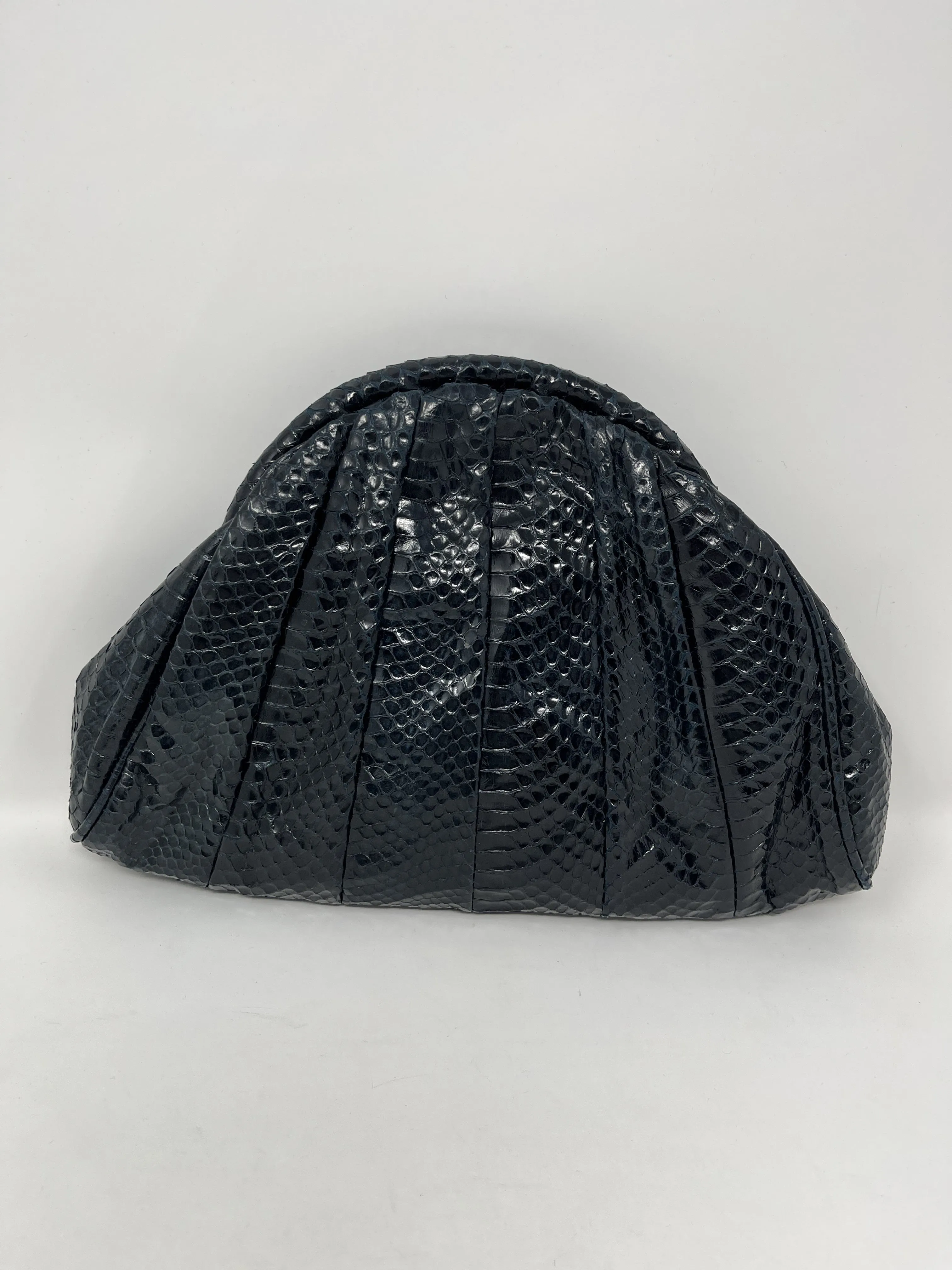 Vintage Deep Teal Snakeskin Clamshell Purse
