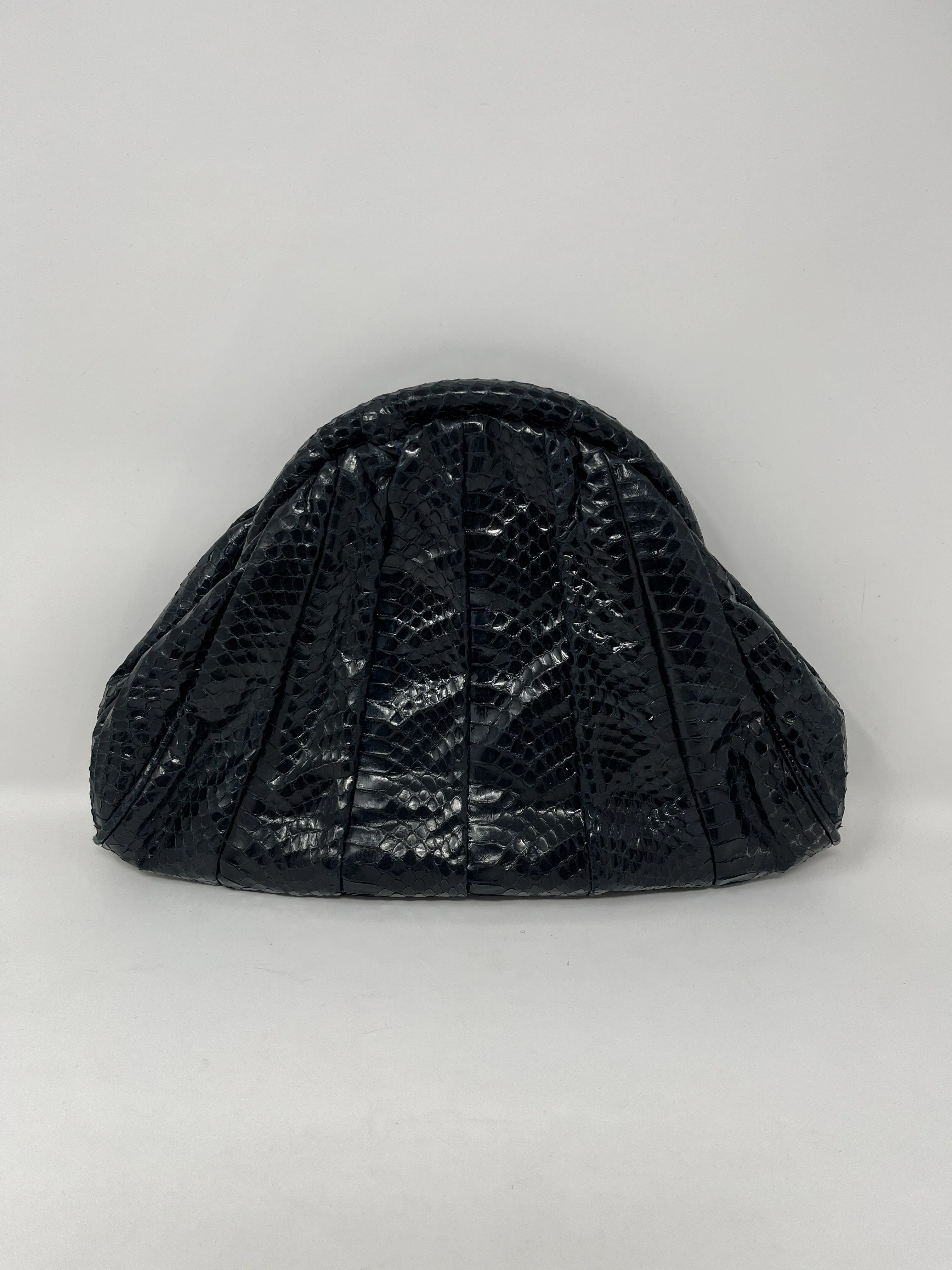 Vintage Deep Teal Snakeskin Clamshell Purse