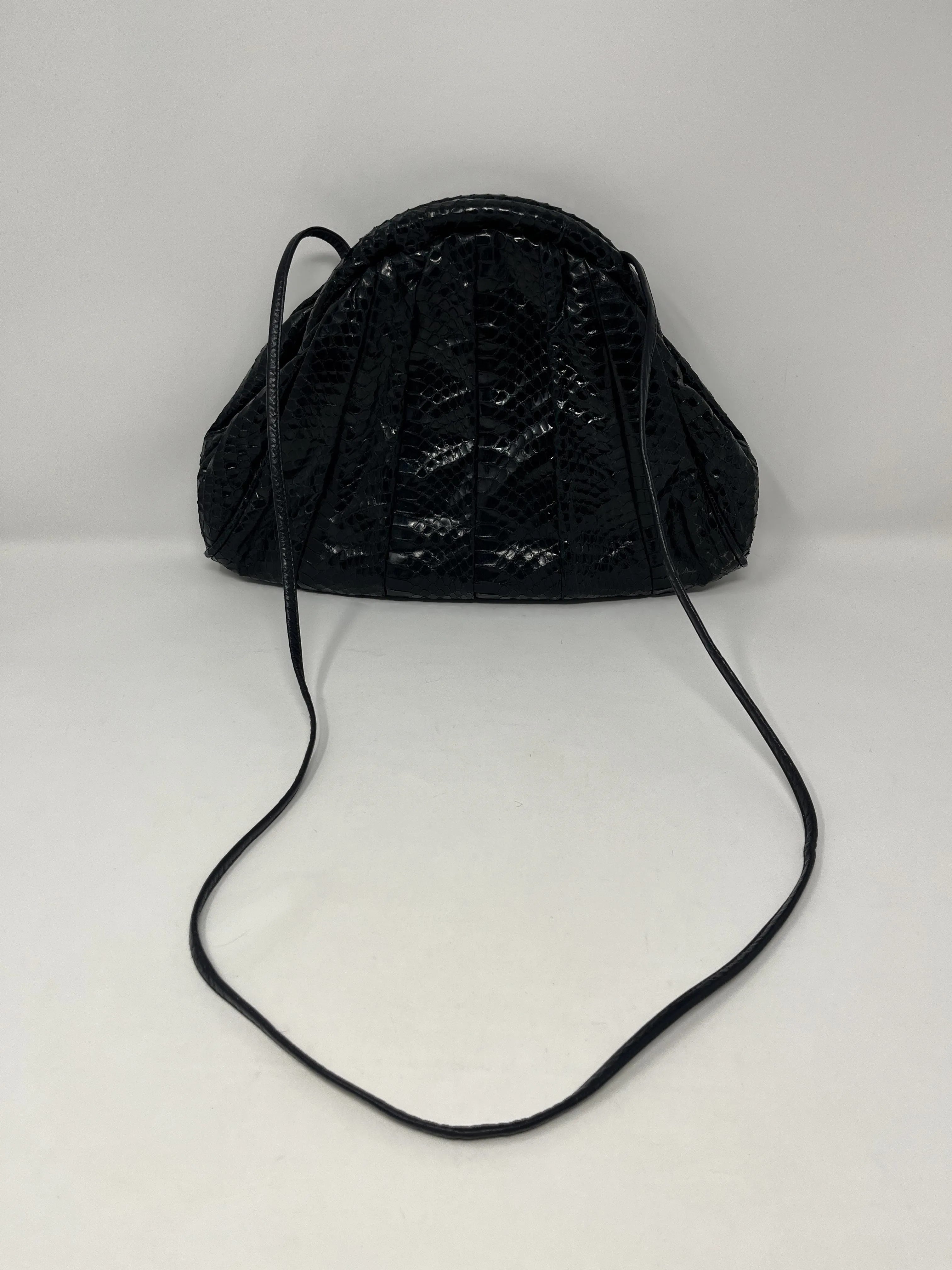 Vintage Deep Teal Snakeskin Clamshell Purse