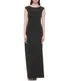VIP Favorite Cap Sleeve Boat Shape Illusion Neck Gown W/ Side Slit Black Gold  Ends Soon!
